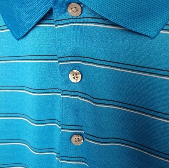 Pga tour airflux men's blue black white striped polo shirt. Size 2X - Picture 5 of 10